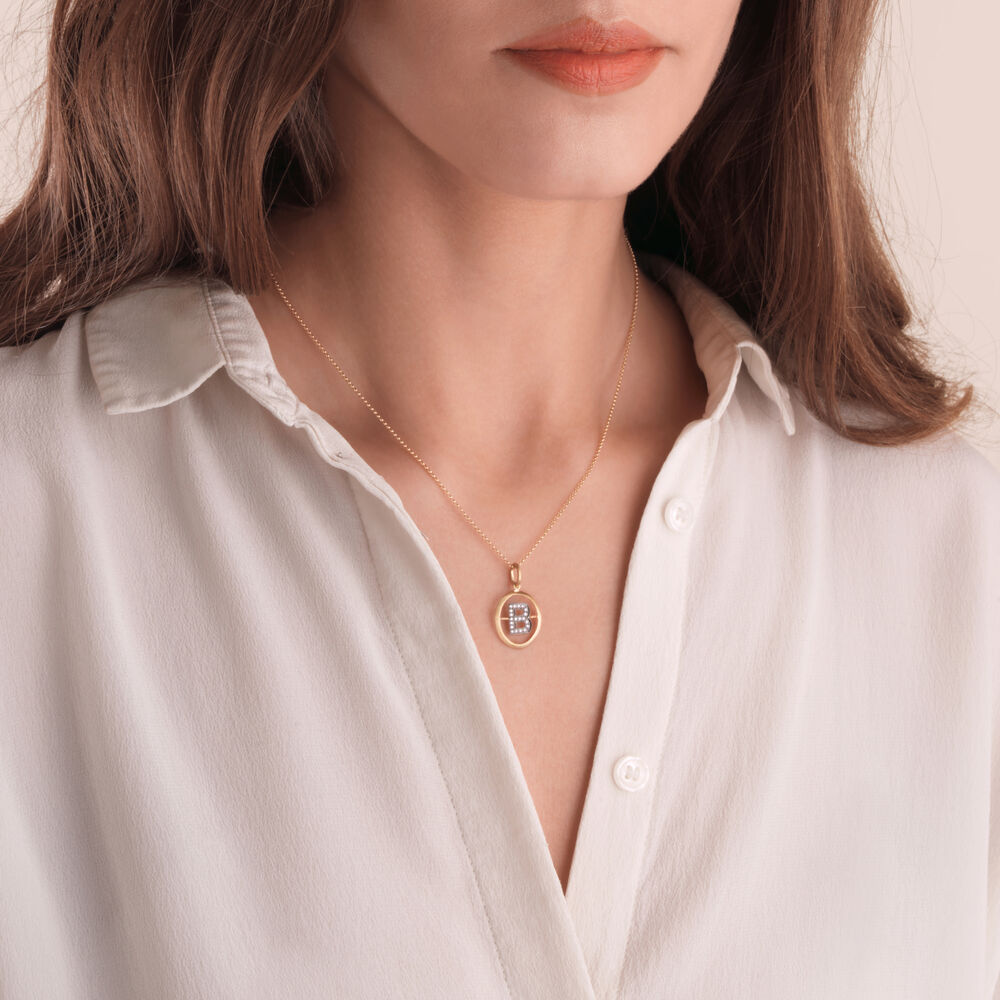 Initials 18ct Yellow Gold Diamond B Necklace | Annoushka jewelley